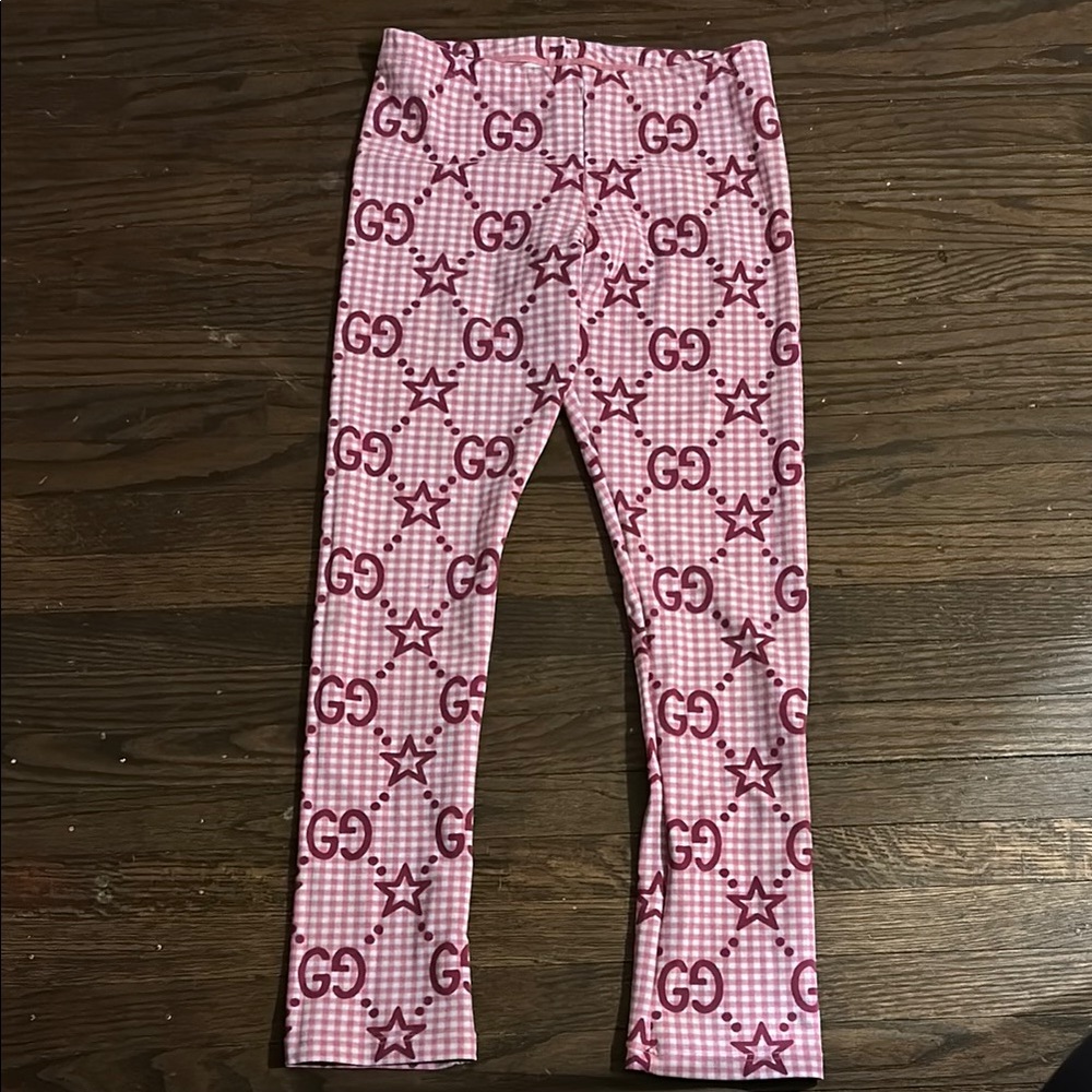Gucci Pink Logo Pattern Leggings